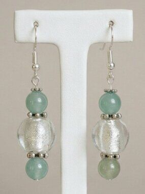Moss Jade Glass Lampwork Pierced Earrings